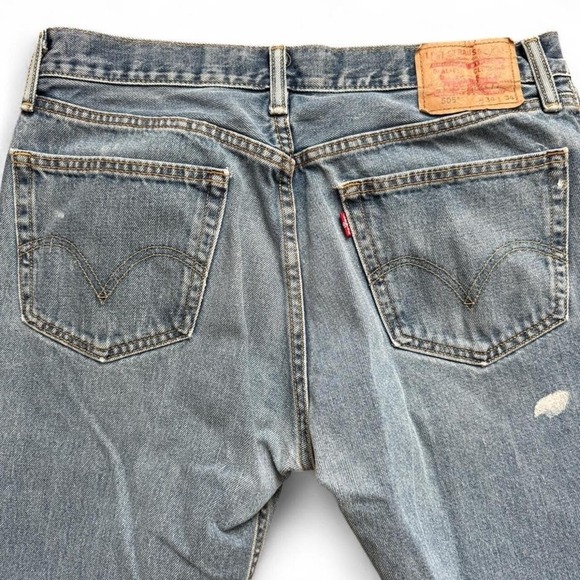 Levi's 505 Straight Fit Jeans - Men's 34x34 - Light Wash Blue Denim Vintage Y2K - Picture 6 of 6
